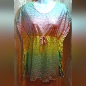 Children's Place Cover-up for Swimsuit, Pastel Rainbow Lace Bathing Suit Cover